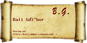 Bali Gábor névjegykártya